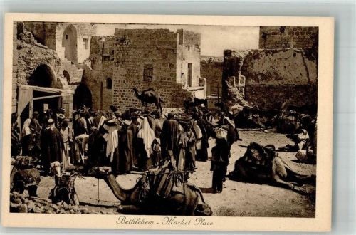 Bethlehem Foto AK Marktszene Kamel Tracht Marktplatz