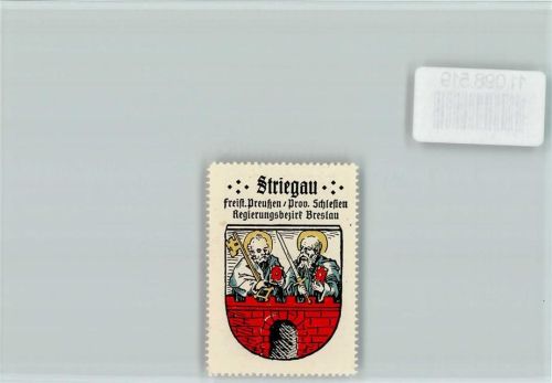 Striegau Heilige mit Schlüssel und Schwert Vignette Wappen Kaffee Hag ca 1920-1940
