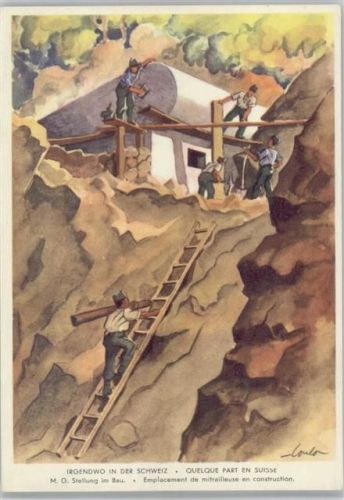 1939 Unsere Soldaten an der Arbeit - Schweiz - Stellung im Bau