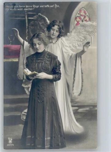Serie 2317-4 - Schutzengel, Frau mit Bibel - Foto AK