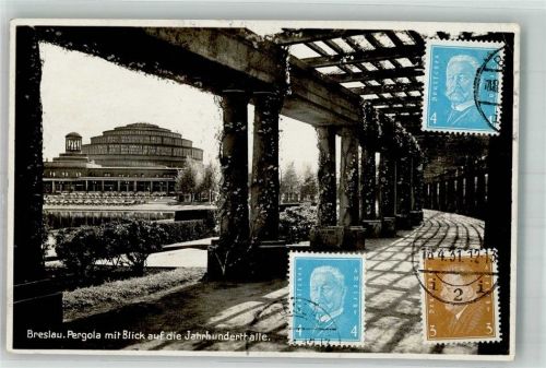 Breslau 1931 Jahrhunderthalle Pergola Briefmarke bildseitig