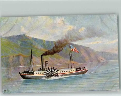 Karte Nr. 112 AK Erster Raddampfer auf dem Hudson