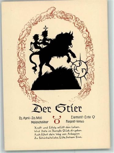 Verlag Gunkel Serie 800-5 - Stier , Scherenschnitt , gute Erhaltung