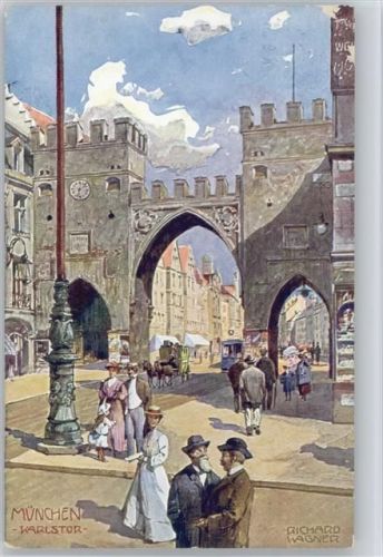 1914 München Karlstor - Aquarell Serie No 6 AK
