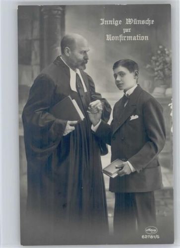 Serie Amag 6278-5 Pastor und Konfirmant - Foto AK Konfirmation 1923