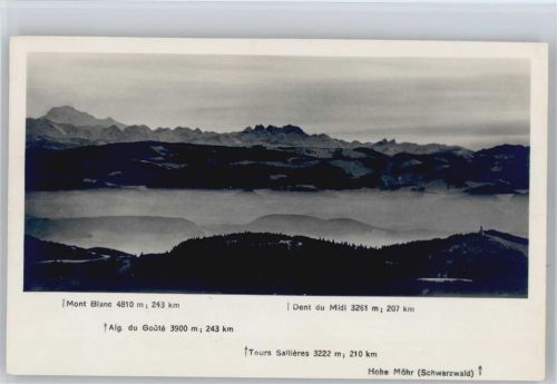 Feldberg Alpensicht vom Feldbergturm Mont Blanc Dent du Midi Aig. du Goute Tours Sallieres Hohe Möhr