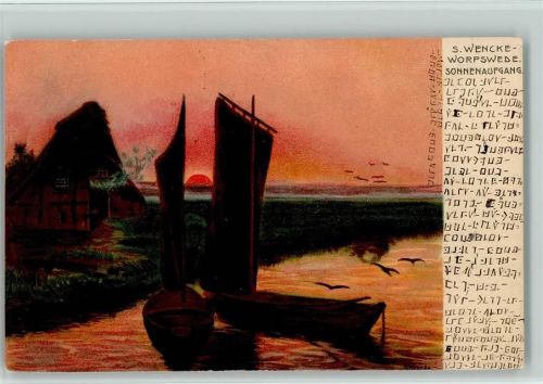 sign Wencke Worpswede - Sonnenaufgang - Landschaften Kunstgeschichte Worpswede 1901