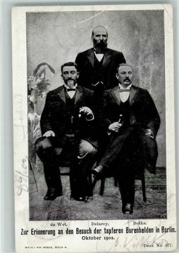 Erinnerung an den Besuch der tapferen Burenhelden in Berlin 1902 AK Buren