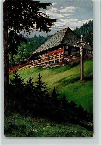 Schwarzwaldhaus mit Wegekreuz , Elchlepp Nr. 11 AK