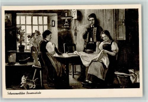 Bauernstube - Frauen nähen Wäsche, stricken