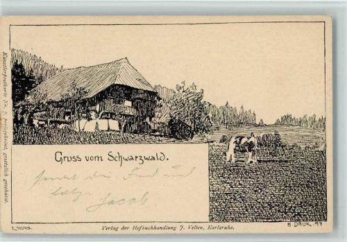 Gruss aus - Schwarzwaldhaus 1897 Velten Verlag Nr. 7 AK Daur, H. Künstlerkarte