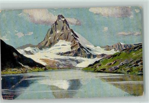 Werbekarte von Chocolat Cailler - Berge