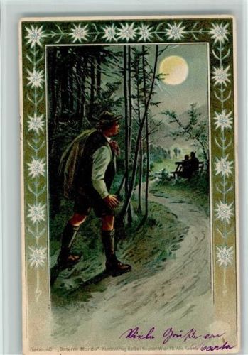 Serie 40 Unterm Mond - Liebespaar im Wald , litho