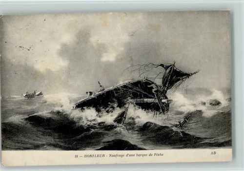 Untergang eines Schiffes - Rettungsboot holt Schiffbrüchige 1913 AK