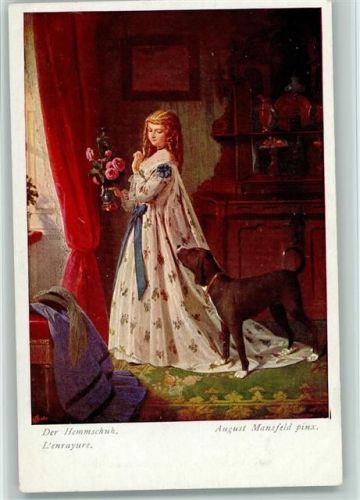 Aus der Sammlung Dr. Königstein Serie 314-4 AK Lady mit ihrem Hund Wiener Kunst Künstlerkarte