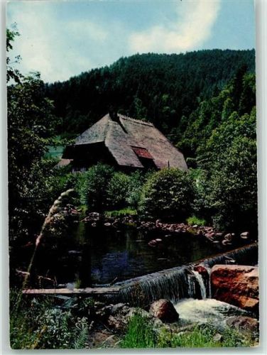 Haus am Fluss, Wasserfall-Wehr color AK