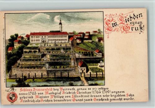 95326 W8650 Kulmbach Lithographie Schloss Drossenfeld anno 1763 - Verlag Giessel