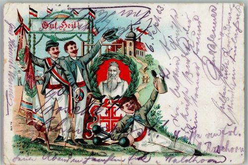 Gut Heil - dem Turnvater Jahn - Fahnenträger 1903 AK Turnvater Jahn