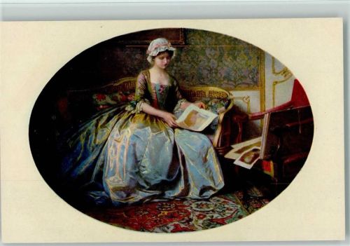 Serie 2528 sign V. Schramm Kunstgenuss - Glamour Frau betrachtet Bilder