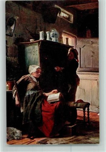 Bäuerin beim Lesen - Was liebt sich, das neckt sich - Gemälde von Fagerlin