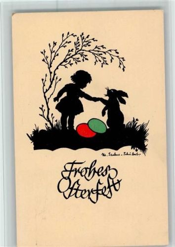 Ostern - Osterei, Kind und Hase , gute Erhaltung Sachse-Schubert, M.