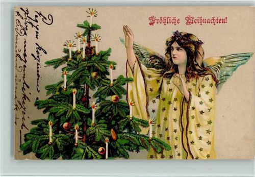 Geschmückter Tannenbaum u. Engel, gute Erhaltung