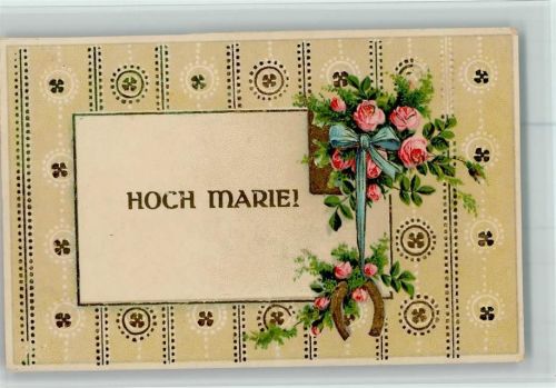 Verlag G.G.K. Nr. 556 - Hoch Marie - Rosenstrauß, hufeisen, Ornamente im Golddruck AK