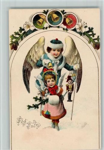 God Jul - Engel mit Spielzeug und Glocken, gute Erhaltung