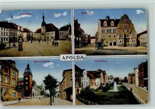 Apolda Marktplatz Stadthaus Bahnhofstraße Heldenberg 4-Bild-Aufnahme