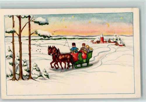 Erika Nr. 5295 Pferdeschlitten in der Winterlandschaft