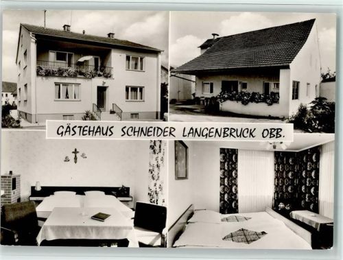 Langenbruck Gästehaus Schneider mit Innenansicht, sehr gute Erhaltung AK