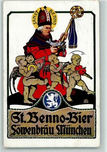 Sankt Benno mit musizierenden Engel 1934 AK Bier
