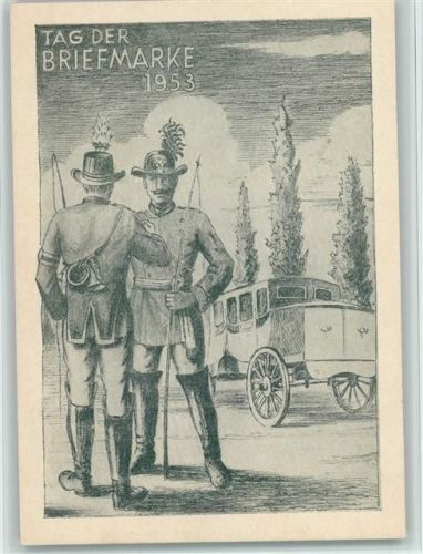Tag der Briefmarke 1953 Saarbrücken und Stempel - Postillon Postkutsche