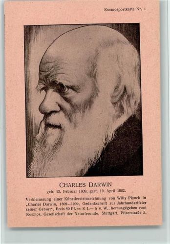 Charles Darwin Kosmospostkarte Nr. 1 AK Prominente