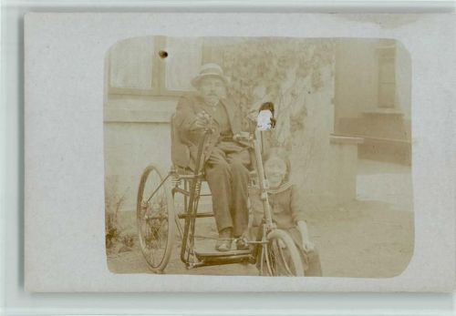 Rollstuhl, Behinderten Fahrzeug wie ein Dreirad Privatfoto 1918 AK