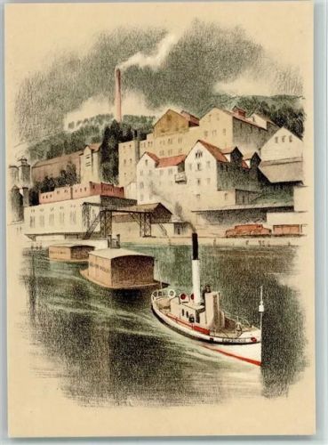 Wädenswil 1932 - Wasserweg - Dampfpinasse mit Schleppkähne - Binnenschiffe