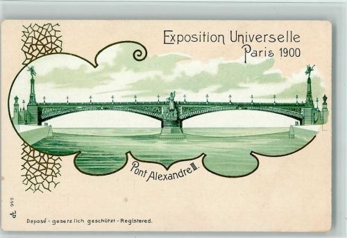 Paris Jugendstil - Exposition 1900 - Pont Alexandre III - Erhaltung I Ausstellung Lithographie