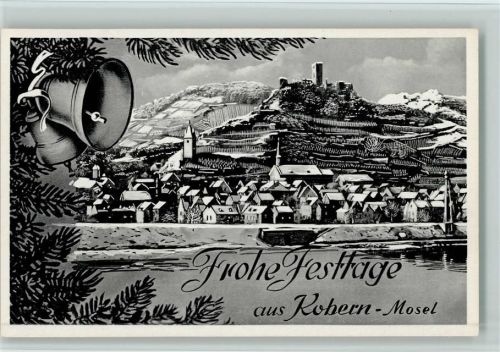 Kobern Frohe Festtage - Winter , Glocken und Tannenzweige ca 1952 Korr Nr. 1215/52 AK