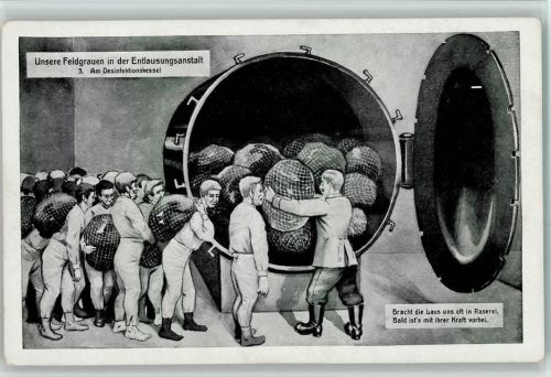 Unsere Feldgrauen in der Entlausungsanstalt Nr. 3 AK Läuse AK Gute Erhaltung