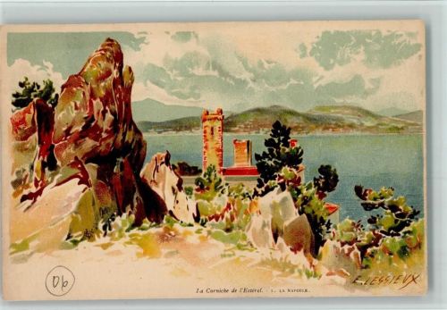 1900 sign Lessieux - Künstlerkarte - La Corniche de Esterel