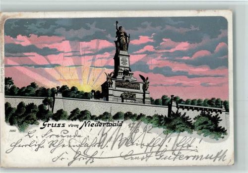 Niederwald 1902 Niederwalddenkmal Sonnenuntergang