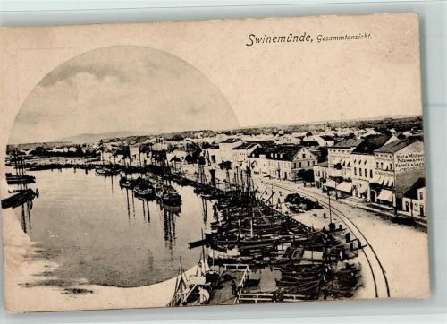 Swinemünde Swinoujscie 1900 - Gesamtansicht mit Hafen, AK Gute Erhaltung