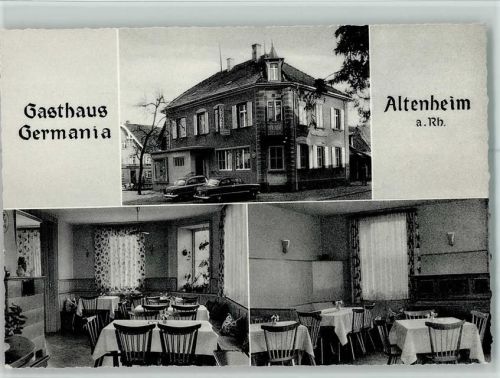 77743 W7607 Altenheim , Baden 1958 - Gasthaus Germania mit Innenansichten, gute Erhaltung AK