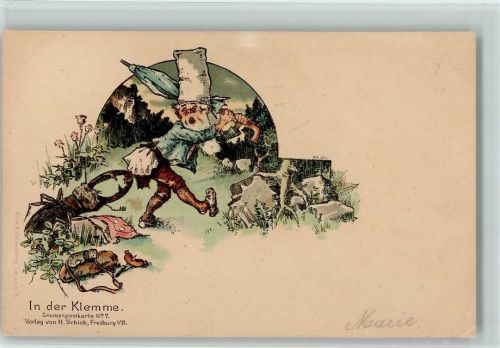 1902 Serie Gnomenpostkarte Nr. 7 - Käfer - sign W. Haller