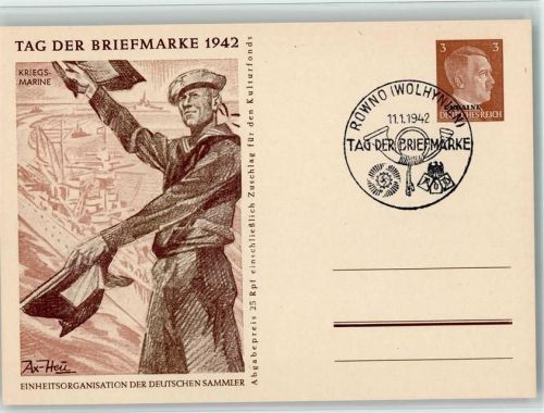 sign Ax-Heu - Sonderstempel - Tag der Briefmarke 1942 - Kriegsmarine