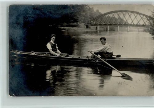 1914 Privatfoto - Zwei Männer im Sportruderboot AK