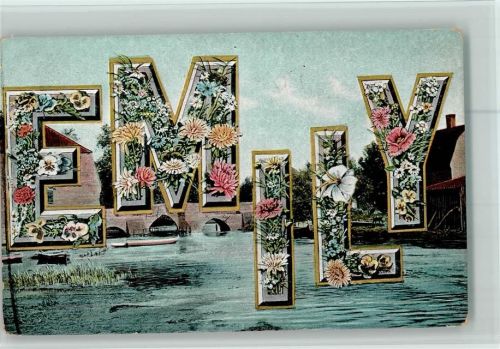 Th. E. L. Serie 1000 - Emily - Buchstaben mit Blüten gefüllt -