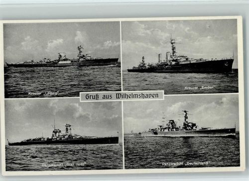 Wilhelmshaven 1937 Graf Spee, Kreuzer Leipzig und Emden - Panzerschiff Deutschland