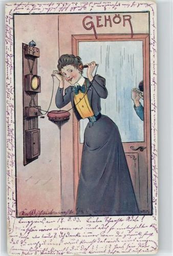 Gehör - Lauschen an der Tür - 1903 AK