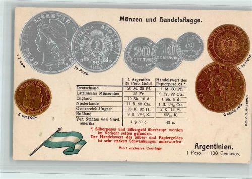 Münzen und Handelsflagge - Argentinien , gute Erhaltung